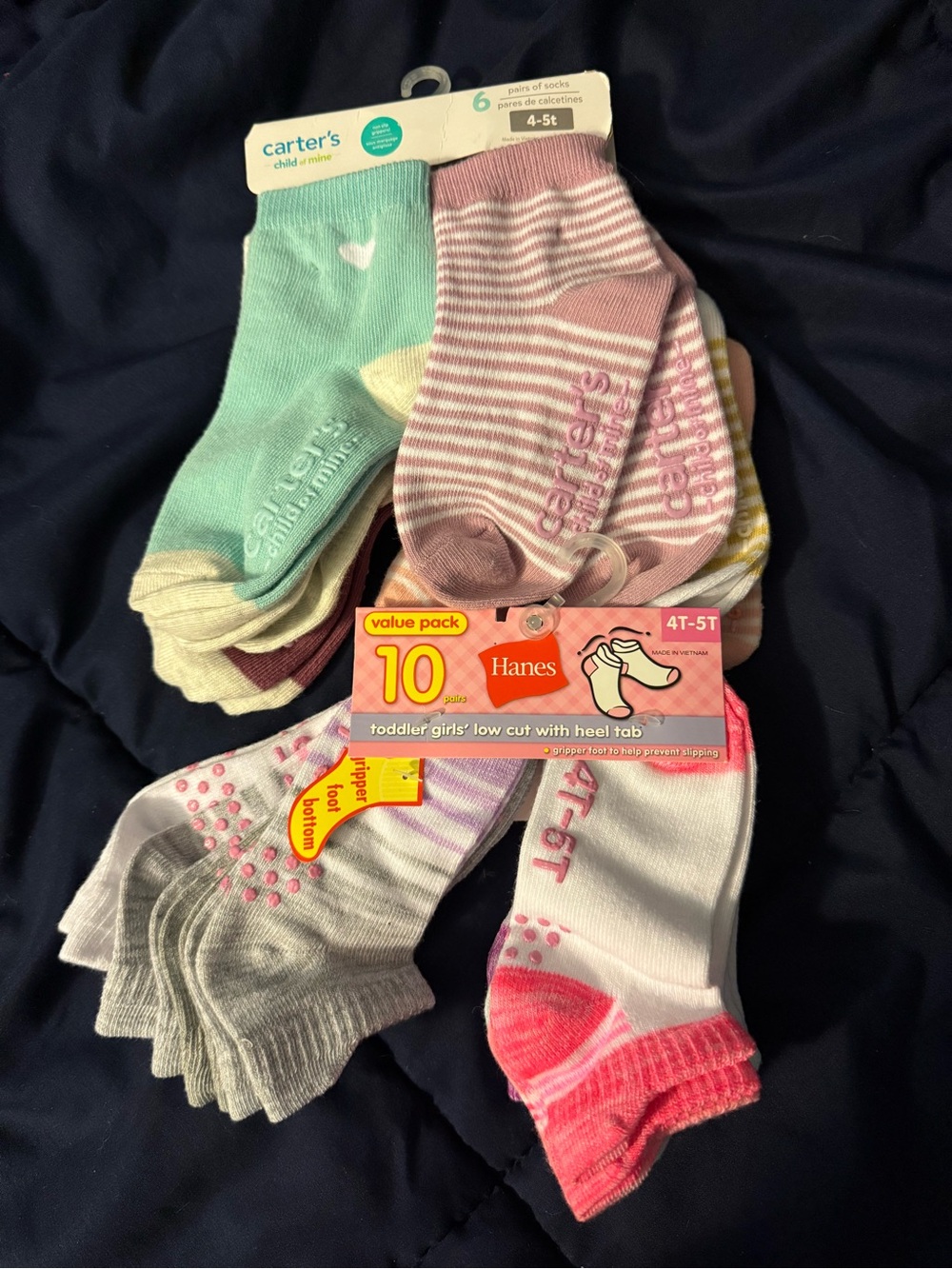 Carter's Girls Low-Cut Sock Mix in Mint, Pink, Gray & White